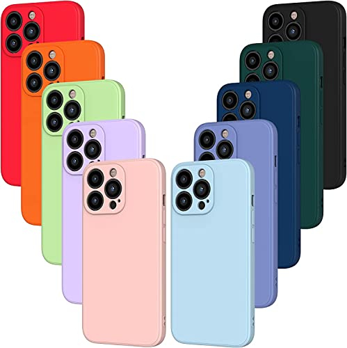 ivoler 10 Stück Silikon Hülle für iPhone 13 Pro 6.1 Zoll mit Kameraschutz, Ultra Dünne Leichte Weiche Stoßfest Schutzhülle Flexible TPU Matte Handyhülle Kratzfest Case Cover - 10 Farben