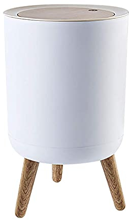 Mülleimer, 7 Liter, Mülleimer mit Pressdeckel, nordischer moderner Abfallkorb, Kunststoff-Mülleimer geeignet für Küche, Bad, Schlafzimmer, Hundesicherer Abfalleimer (weiß) (1.8 Liter, Mülleimer)