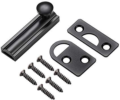 QOTSTEOS Door Lock Gate Bolt, Brass Slide Door Bolt, Door Latch Gate Latch Sliding Bolt, Latch Sliding Door Lock, Surface Mounted Slide Bolt for All Types of Internal Doors(Black, 2 Inch)