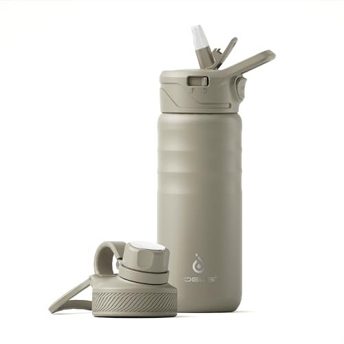 IDEUS Vacuum Insulated Water Bottle, Stainless Steel Double Wall Flask Metal Sports Canteen with Leak-Proof Screw Cap (Celadon, 18oz (540ml))