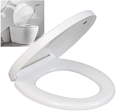 Soft Close Oval Toilet Seat with Quick Release for Easy Clean, Standard Size Toilet Seat, Durable Loo Seat, Simple Top Fixing, Adjustable Hinges, Anti-Bacterial