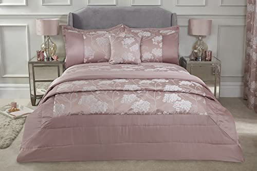 Emma Barclay Blossom – Parure de lit matelassée Jacquard orné de Fleurs Rose pâle – pour lit Double/King Size