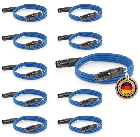 ETEC Professional 10x XLR Audio Kabel 1,5m - Mikrofonkabel, DMX Kabel, Symmetrische XLR Kabel für Musik, Lichttechnik, und DJ-Equipment