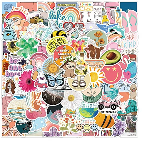 LTSCLO 100Pcs Cute Stickers, Waterproof Aesthetic Trendy Stickers Vinyl Kawaii Stickers for Girls, Teens, Water Bottles, Laptop, Skateboard, Luggage