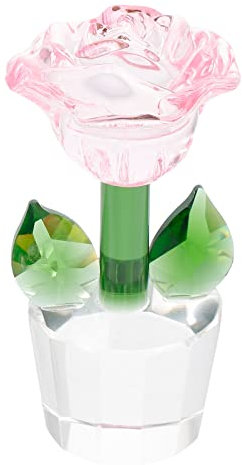 Abaodam Ornements Statue en Verre Soufflé Cadeau Fleur Rose en Verre Décor De Fleur De Tableau De Bord De Voiture Figurine De Table Arbre Feng Shui Cristal Artificiel Fengshui