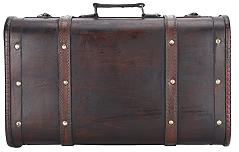 Jenngaoo Dekorativer Vintage Koffer, Antiker Holzkoffer mit Schnallenschloss Aufbewahrungstruhe für Fotografie Requisiten, Heimdekoration, 14,9 x 9,0 x 5,3 Zoll