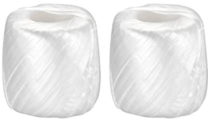 MECCANIXITY Spago in poliestere e nylon e plastica per uso domestico, per imballaggio, giardinaggio, artigianato, lunghezza totale 200 m, bianco, confezione da 2