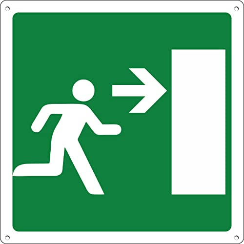 ISSUE DE SECOURS + Flèche à droite | Panneau en aluminium métal 3 mm d'épaisseur (Cm 20x20)