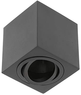 GTV lighting - Deckenleuchte AVEIRO BIS, Tube-Deckenleuchten Aluminium - Aufputzleuchte Aufbauspot Aufbaustrahler - GU10-Fassung - 80x80x90mm, IP20, max 20W, quadratisch, schwarz