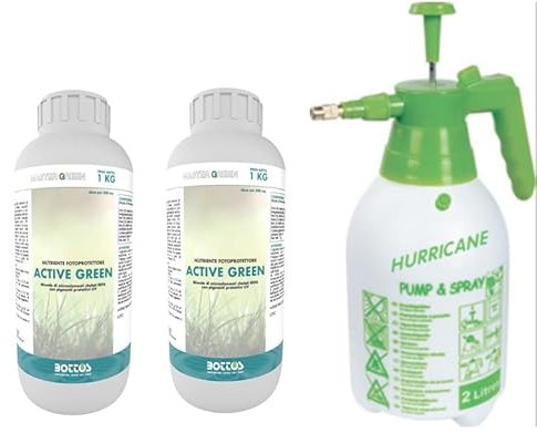 Bottos, Concime Liquido inorganico Active Green fertilizzante ideale per la protezione del tappeto erboso (2 Kg + Pompa)