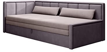 All4All Jugendbett Jugendsofa Kinderbett Kindersofa Falco 80x200 für Jugendzimmer Polsterbett Schlafsofa Ausziehbar Funkionsbett Jungen Mädchen für Kinder Links Rechts 23 (Poco 101/Poco 41, Links)