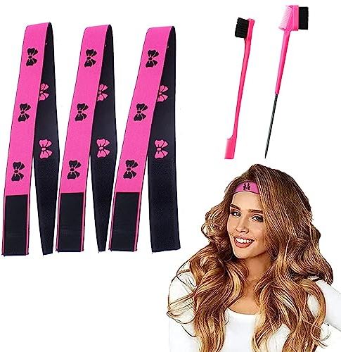 3PCS Elastic Bands for Wigs,Black Elastic Band,3cm Width Wig Melt Band, Anti-slip Durable Wig Bands,Band with 2pcs Wig Edge Brush,Laying Edges Women Forehead and Baby Hair,Makeup,Sport