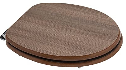 Kiamami Valentina WC-Sitz MDF Universal Rauch-Eiche-Optik | Maße 37,1x44,1x5 cm, rauchfarbene Eichenoptik, Metallscharniere, einfache Montage, FSC-zertifiziert