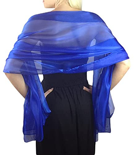NiceYnn Chiffon-Organza-Schal, für Abendkleider, Damen, Übergröße, 170 x 72 cm, durchsichtig, glatt, seidig, Schal, Hochzeit, formelle Party, Königsblau, One size