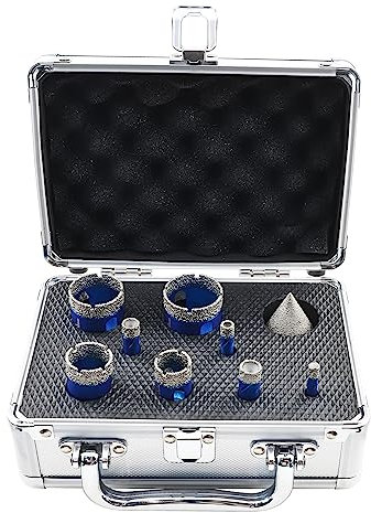 BRSCHNITT Juego de Brocas Diamante - 6/8/10/12/20/25/32/35 mm Fresa Diamante con Mango Redondo+35mm Brocas Chaflán Biselado con Mango Hexagonal para Porcelanico Cerámica Mármol Granito