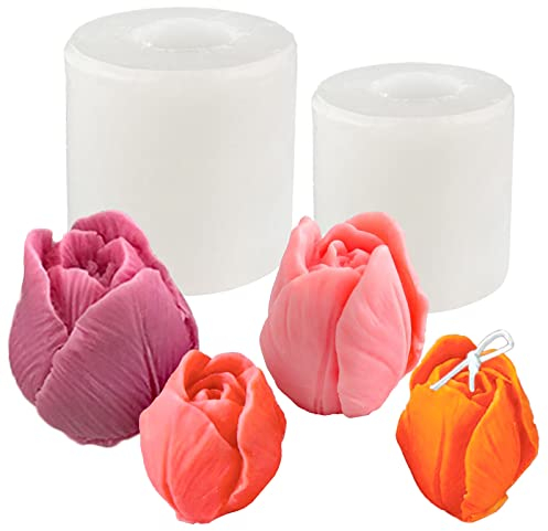 2 Stück Kerzenform Blumen Silikonform Tulpenform Blumen Fondant Form Silikon Kerzen Gießform Blumen Seife Formen 3D Kerzengießform Blumen Gießen für Kerze Seife Schokolade Blumenform Dekoration