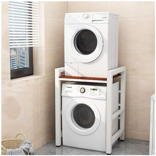 ESASAM Height Adjustable Dryer Stand, Multifunction Wash Machine Stand Base, Stacking Kit for Front Loader Washing Machines & Tumble Dryers, Over Washer Storage Rack with 400KG Load Capacity white