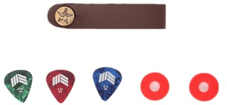MOOZAK Leather Guitar Head Stock Strap Tie – Durable Brown Tie for Acoustic Guitar, Ukulele & Mandolin – Includes 3 Picks & 2 Strap Locks – No Drilling Required