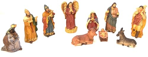 Z1 10 x Weihnachtsfiguren, 12,5 cm, Krippenfiguren, Tiere, Geburt Jesus, 3 Könige, Krippenhandwerk, Gott