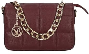 CAPRICE Damen Handtasche aus Leder mit Kette, Rot (Bordeaux Nappa)