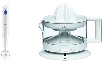 Braun Frullatore a Immersione MQ10.000P MultiQuick1, Modello 2023, Minipimer Leggero & CJ3000 Spremiagrumi, rotazione a destra e sinistra, avvio e arresto automatici