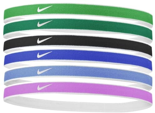 Nike Swoosh Sport Headbands Tipped 6er-Pack Stirnbänder (6 Stück) (Stadium Green/Malachite/White)