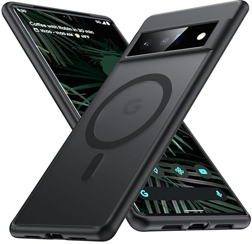 FNDMIL [NO.1 Magnetisch für Google Pixel 6 Pro Hülle mit MagSafe[Translucent Matt][Anti-Fingerabdruck][Militär Stoßfest] Hardcase mit Weich Silikon Handyhülle für Pixel 6 Pro Case Dünn 6.7'',Schwarz