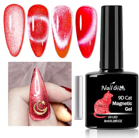 NAILGIL Cat Eye Gel Nail Polish with Magnet, 011 Gemstone Red
