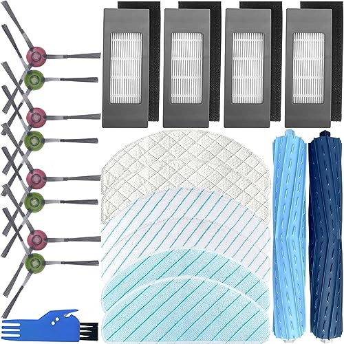 EATBALE Ersatzteilset Zubehör für Ecovacs DEEBOT OZMO T9 AIVI+ T9 AIVI Staubsauger Roboter, 2 Hauptbürsten/Walzenbürste, 8 Seitenbürsten, 4 Filter, 6 Wischtüch, 1 Reinigungsbürste (19 Stück)
