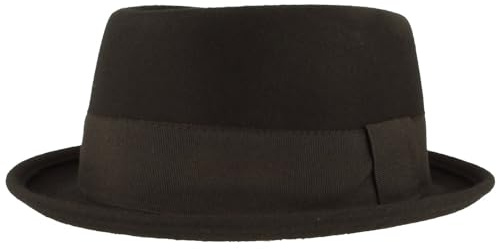 Breiter Rollbarer Filzhut Diamond Wollhut Wasserabweisend Pork Pie Hut knautschbar Schwarz Unifarbe XL