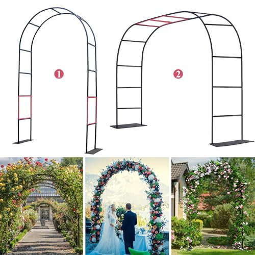 Verdicktes Rohr Gartenbogen Rankhilfe - 1,4m breit x 2,4m hoch oder 2,3m breit x 2,0m hoch - Gartenspalier für Kletterpflanzen - Stabile Gartenlaube, Geburtstagsfeier, Hochzeitsbogen Dekoration