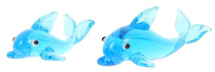 ABOOFAN Delfin Schreibtischdeko Aus Glas 2 Stück Kleine Maritime Figuren Mit Flachem Boden Für Wohnzimmer Und Arbeitszimmer Geschenk Für Familie Und Freunde