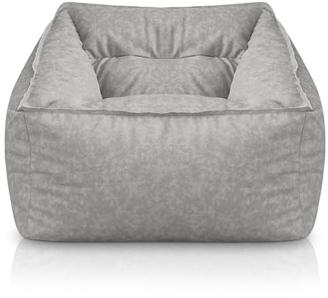 Aiire XXL Sitzsack Sofa Erwachsene - Relaxo Sitz Sack Sessel Design mit Füllung für Kuschelecke - Riesen Bean Bag Chair fur Gaming - Sitzsäcke aus Kunstleder Grau