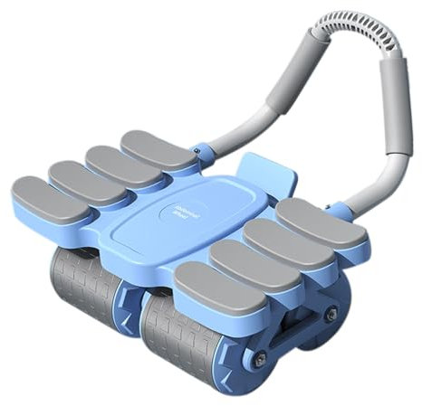 Wheel Roller mit Ellenbogenstütze, AB Roller Wheel mit Kniematte & Timer, Automatischer Rückprallrad Roller, Timer und Kniematte, Vierrad Bauchrad Core Workout (8 Stützen, Blau)