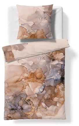 fleuresse Mako-Satin Bettwäsche Bed Art S Edinburgh beige 1 Bettbezug 135 x 200 cm + 1 Kissenbezug 80 x 80 cm