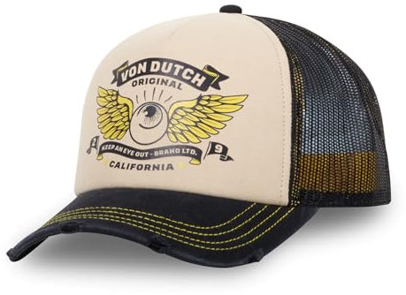 Kappe für Damen und Herren, verstellbar, Trucker-Kappe, alle Jahreszeiten, vielseitig und weich, Beige/Schwarz, Einheitsgröße