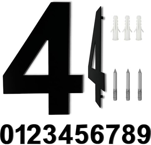 LUCKNIGHT House Numbers, Large Metal House Numbers, Floating Door Number, Made of Solid Stainless Steel, Flush Mount, for Outside Address Number Sign, 8 Inch (20.3 cm), Door Number 4