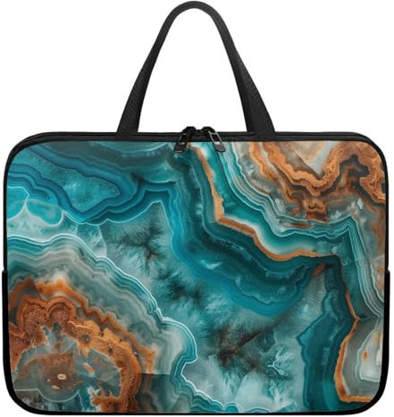 Surwin Laptophülle mit Griff, 3D Marmor Stil Laptop Hülle Tasche Wasserdicht Laptop Hüllen Laptoptasche mit Reißverschluss, Stoßfest Langlebig Notebook Sleeve (17 Zoll,Braun)