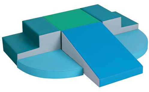 Wilwolfer Schaumstoff Bausteine Kinder Klettern Indoor: 6 Softbausteine Riesenbausteine Spielbausteine - Weiche Bausteine Baby Montessori Großbausteine Kletterspielzeug Outdoor Doppelte Treppe-Set