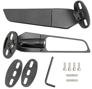Dixhills 2 Stück Motorrad Rückspiegel Außenspiegel Einstellbare Drehbare Rückspiegel Universal ATV Motorrad Wind Schwenkbare Flügelspiegel Ersatz für Ninja 250 300 400 650 H4 H2