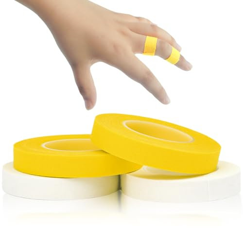 4 Rolls Finger Tape,1.2 cm x 10 m Sports Tape Set,Finger Athletic tape,Klettern Zubehör,Hautfreundliches Sporttape,for Weight Lifting,Climbing,Golf,Hockey,Handball,Football,Grappling(Weiß,Gelb)