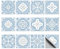 CHGCRAFT 36Pz 12 Stile Adesivi per Piastrelle 10x10cm Azzurro Mandala Peel and Stick Tile Stickers Quadrato impermeabile con motivo floreale per cucina bagno camera