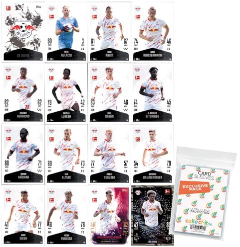 Bundle mit Topps Match Attax Bundesliga - 2024/25 - Mannschaftspaket - RB Leipzig + Exklusive Collect-it Hüllen