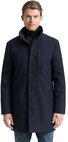 TOM TAILOR Herren 1048486 2-in-1 Wollmantel mit abnehmbarer Innenjacke