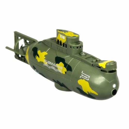 7JI Mini Ferngesteuerte U-Boot Spielzeug, 6 Kanal RC Boote mit LED Leuchten | 2.4GHZ Fernbedienung Tauchboot Modell, Elektrisches Unterwasserschiff Geburtstagsgeschenk für Kinder ab 6 Jahren (Grün)