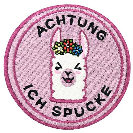 Finally Home Klett Patch - Achtung ich Spucke Lama | Klett Patches Rund, Aufnäher, Lustige Klettpatches, Badge, Rosa Klettpatch