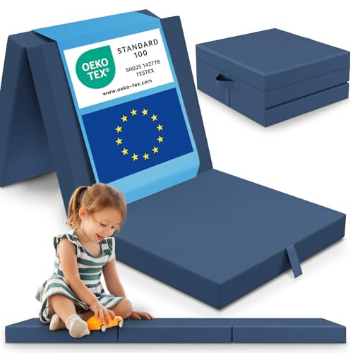 ELONEO Klappmatratze 65x195 cm, 9 cm hoch, Klappmatratze Kinder faltbar, klappbare Gästematratze, Faltbare Matratze, Reisematratze für Kinder und Erwachsene für Reisen und Camping