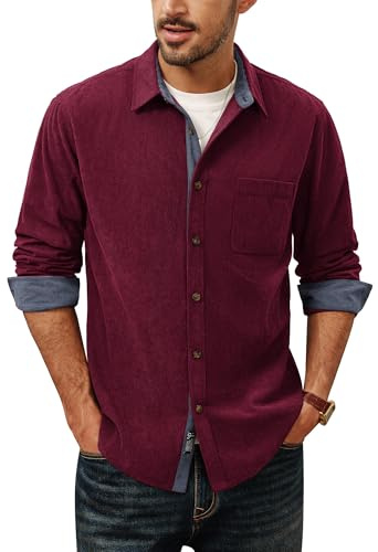 PJ PAUL JONES Hemd Herren Langarm Flanellhemd Regular Fit Cord Hemd
