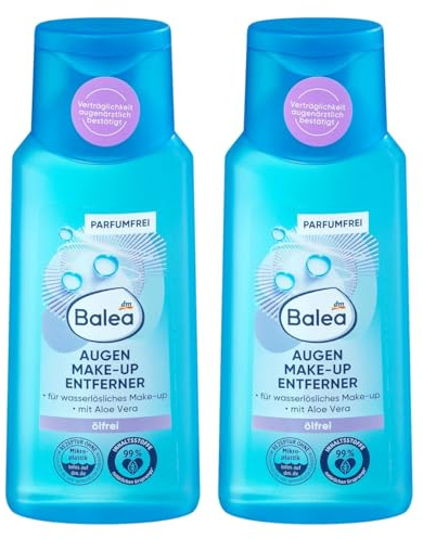 DM-Balea Augen Make-up Entferner Ölfrei, 2er Pack, 100 ml, Vegan, Ohne Parfum, Mit Aloe Vera, Lotion