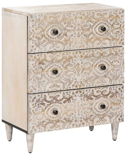 vidaXL Aufbewahrungs-Sideboard Weiß 60 x 33,5 x 75 cm Massivholz Mango